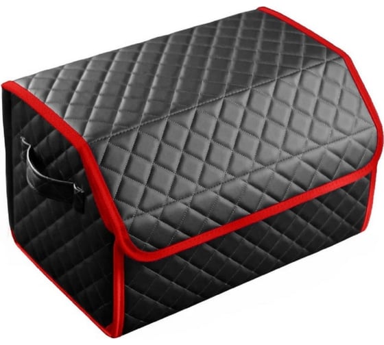 Изображение товара Сумка в багажник автомобиля ViceCar из экокожи, серая нить-красный кант VC0001_красный