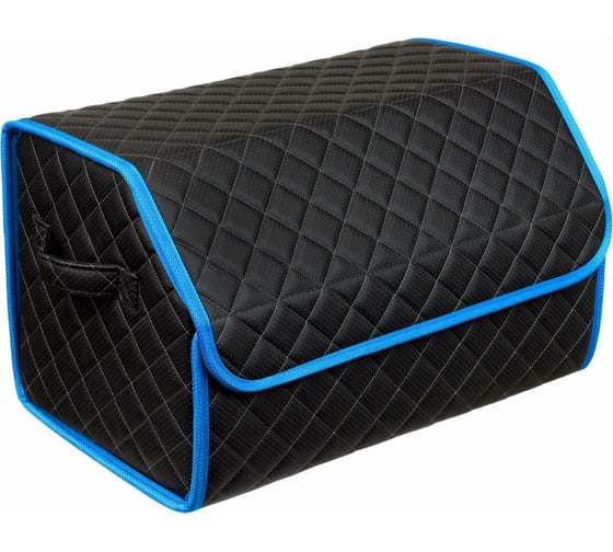 Изображение товара Сумка в багажник автомобиля ViceCar из экокожи, серая нить-синий кант VC0001_синий