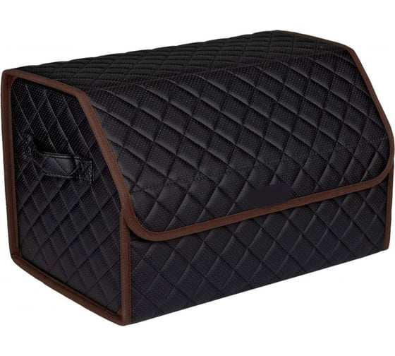 Изображение товара Сумка в багажник автомобиля ViceCar из экокожи, черная нить-коричневый кант VC0002_коричневый