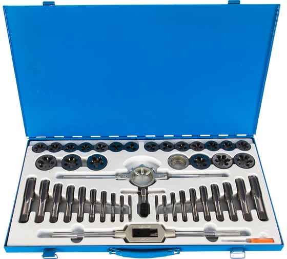 Изображение товара Набор плашек и метчиков из 45 предметов (М6-М24, металлический кейс) Техносталь t207045