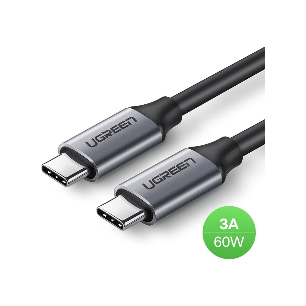Изображение товара Кабель Ugreen US161 USB 3.1 Type-C male to C male 1,5м серый для быстрой зарядки и передачи данных