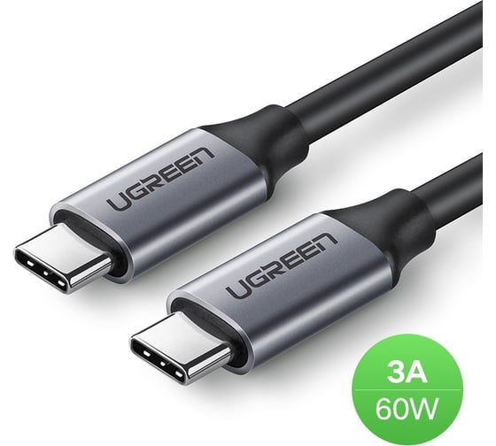 Изображение товара Кабель Ugreen us161 usb 3.1 type c male to c male cable nickel plating aluminum shell. длина: 1,5м. цвет: серый 50751