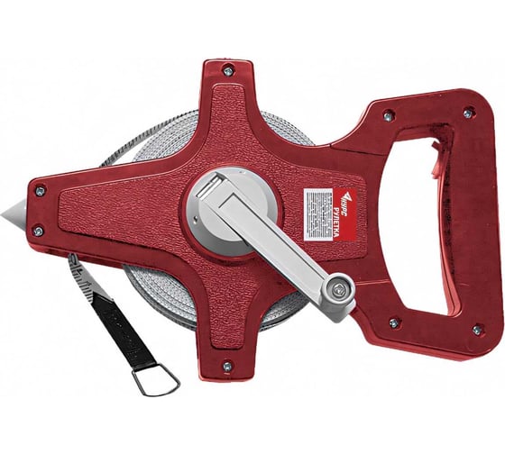 Изображение товара Землемерная рулетка (красный открытый корпус, фибергласовая лента 30 м) КУРС 17663