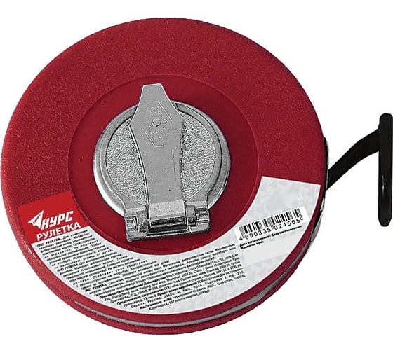Изображение товара Рулетка (фибергласовая лента 50 м, красный пластиковый корпус) КУРС 17509