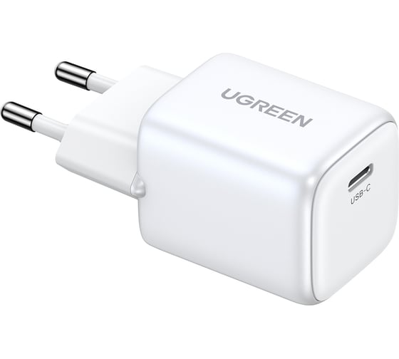 Изображение товара Сетевое зарядное устройство Ugreen cd318 (15324) nexode mini usb-c 20w pd gan fast charger eu. цвет: белый 15324_