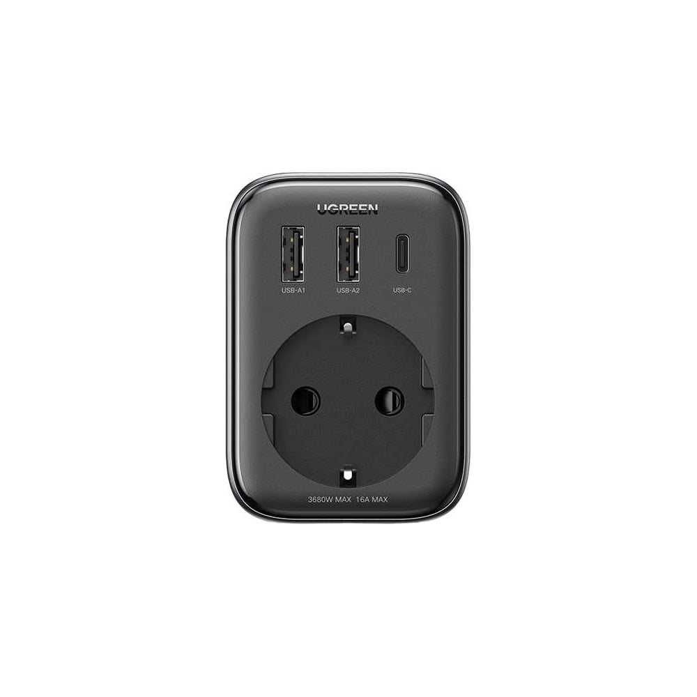 Изображение товара Сетевое зарядное устройство cUgreen d314 diginest outlet extender (1 ac outlets + 30w 2a1c). цвет: черный 90613