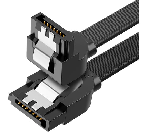 Изображение товара Кабель угловой us217 (30797) sata 3 data cable 90 угол. длина: 0,5 м. цвет: черный Ugreen 30797_