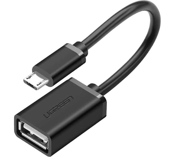Изображение товара Кабель Ugreen us133 (10396) micro usb male to usb-a female cable with otg nickel plating. длина: 10 см. цвет: черный 10396_