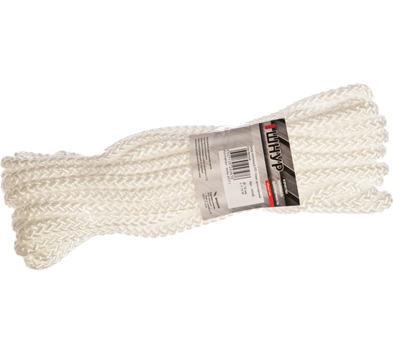 Изображение товара Плетеный шнур Tech-Krep ПП, 10 мм, эргономичный, 16-прядный, белый, 10 м 140348