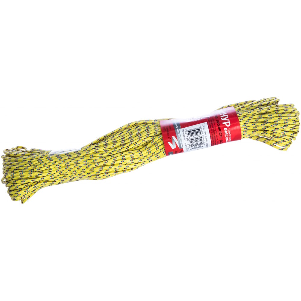 фото Плетеный шнур пп 2 мм с сердечником, 16-прядный, высокопрочный, цветной, 50 м tech-krep 139906