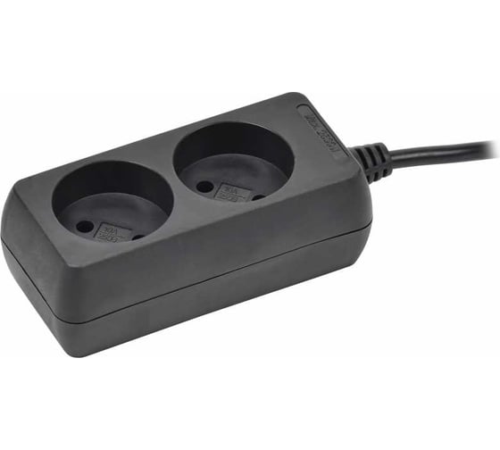 Изображение товара Удлинитель IEK у2 2 места, без заземления, 1,5м, 2x0,75мм2, 10а, 250в, черный WYP10-06-02-01-K02