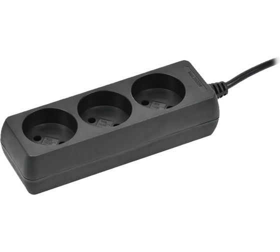 Изображение товара Удлинитель IEK у3 3 места, без заземления, 3м, 2x0,75мм2, 10а, 250в, черный WYP10-06-03-03-K02