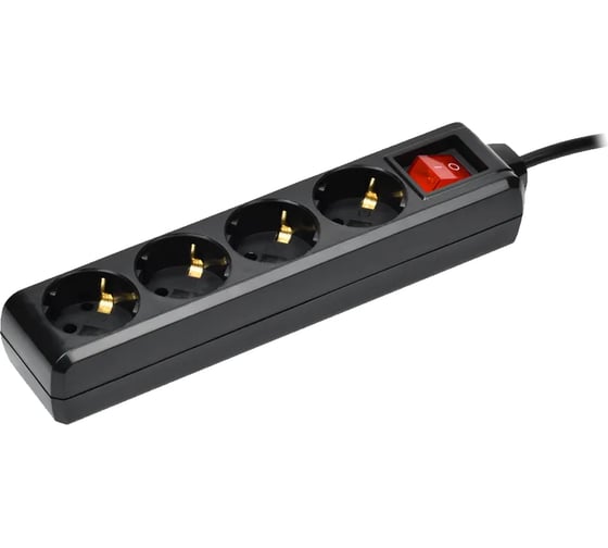 Изображение товара Удлинитель IEK у04к 4 места, с заземлением, 3м, 3x1мм2, 16а, 250в, черный WYP10-16-04-03-ZK-K02