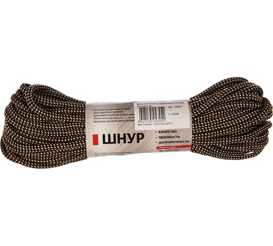 Изображение товара Плетеный шнур ПЭ 6 мм с сердечником, 24-прядный цветной 20 м Tech-Krep 140361