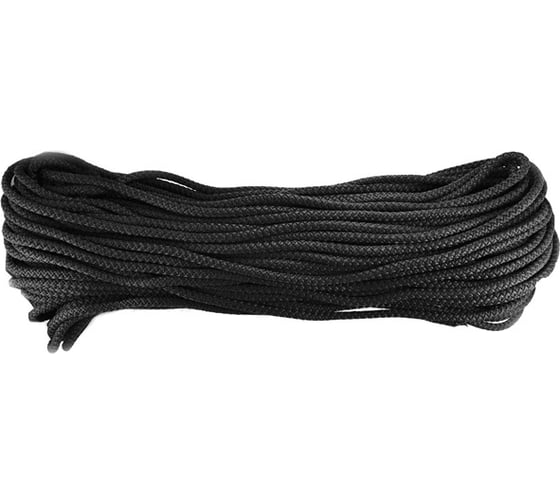 Изображение товара Плетеный шнур ПЭ 6 мм с сердечником, 24-прядный черный 20 м Tech-Krep 140360