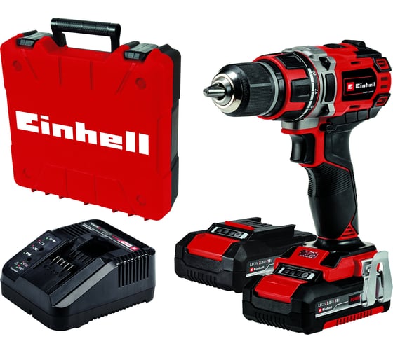 Изображение товара Аккумуляторная дрель Einhell pxc te-cd 18/50 li bl, 18в, 50нм, патрон 13мм, 2x2,0 ач, кейс 4513896