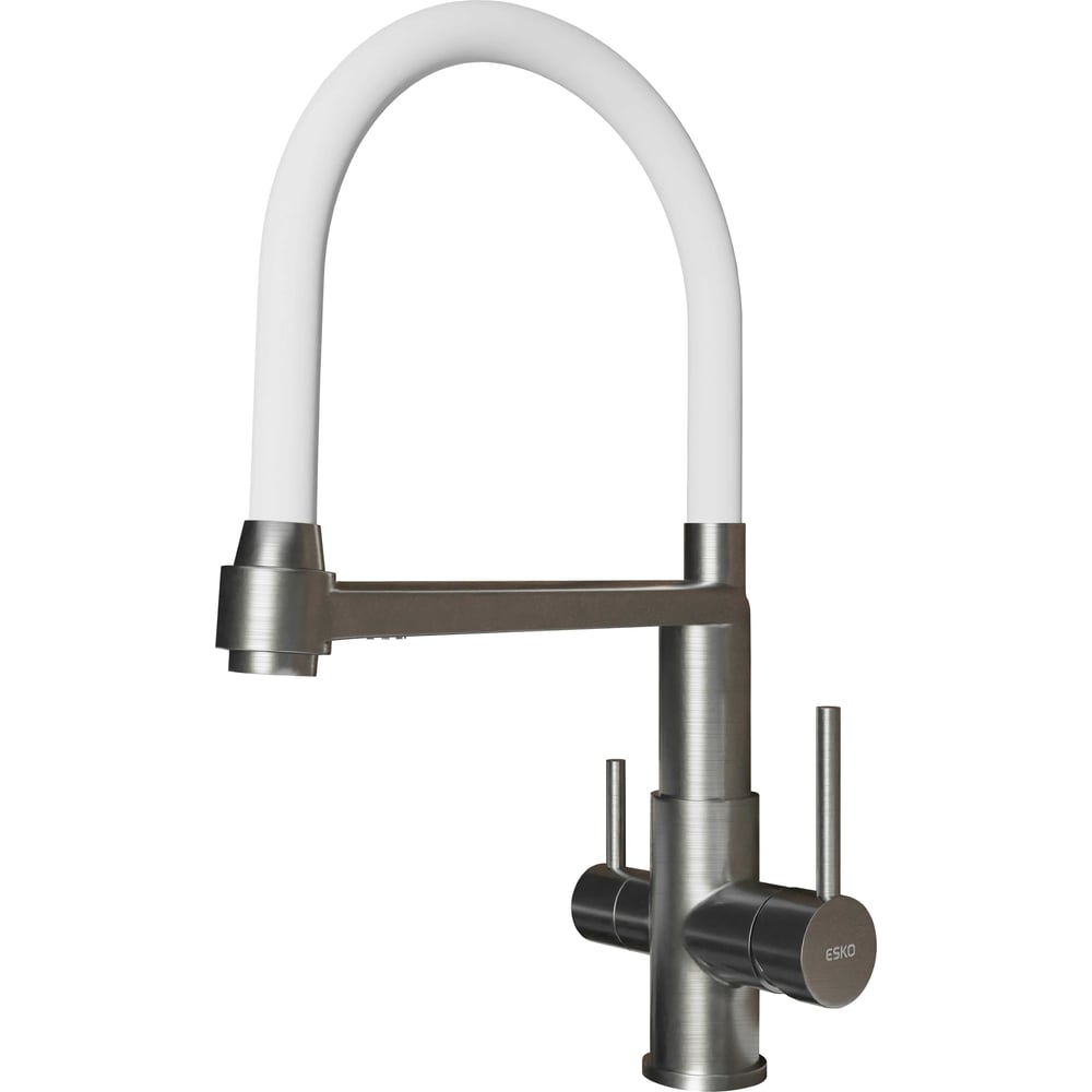 Изображение товара Смеситель для кухни ESKO нержавеющая сталь белый K26 W с подключением к фильтру