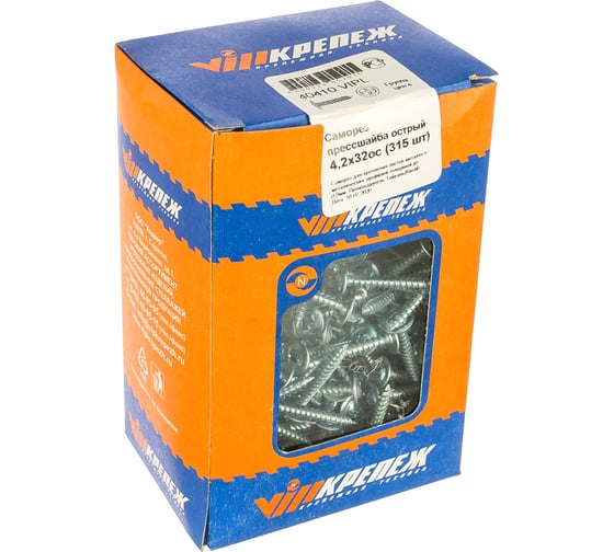 Изображение товара Саморез VIPкрепеж прессшайба острый 4,2х32 40410 VIPL