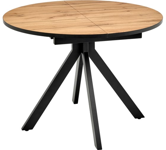 Изображение товара Круглый раскладной стол BRADEX rudolf 100-130x100x75 см, дуб вотан, чёрный RF 0301