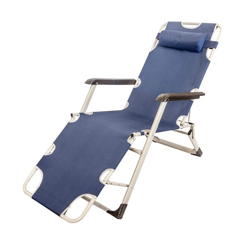 Изображение товара Складной шезлонг WMC Tools с подголовником и подлокотниками