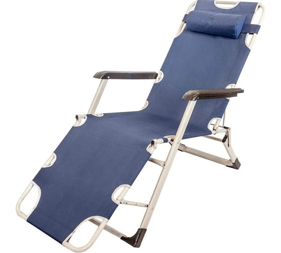 Изображение товара Складной шезлонг с подголовником и подлокотниками WMC Tools 1800x670 мм, синий WMC-FG-HY-8007B WMC-FG-HY-8007B(51772)
