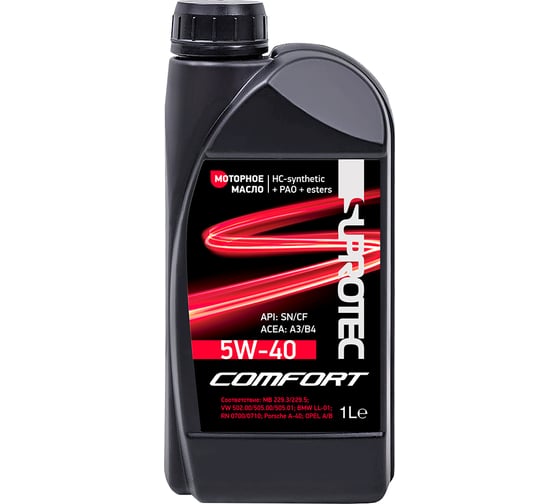 Изображение товара Моторное масло Suprotec comfort 5w-40 нс-синтетическое, 1 л 124374