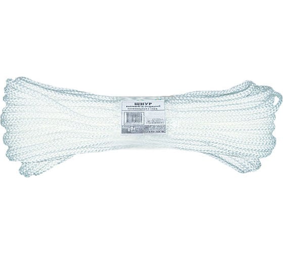 Изображение товара Капроновый плетеный 16-ти прядный фал с сердечником, 6 ммх20 м, р/н= 450 кгс КУРС 68416