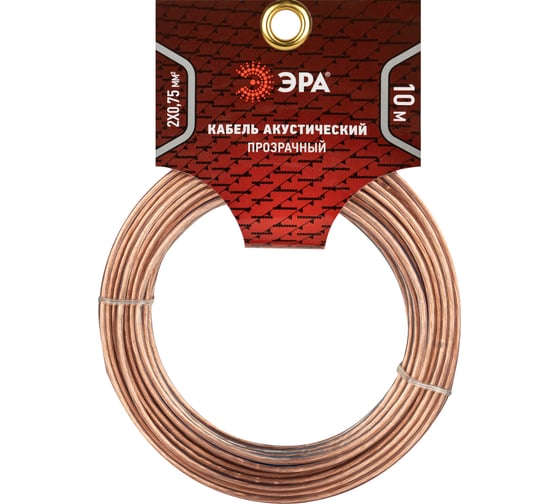 Изображение товара Акустический кабель ЭРА 2x0,75 мм2, прозрачный, 10 м Б0059298