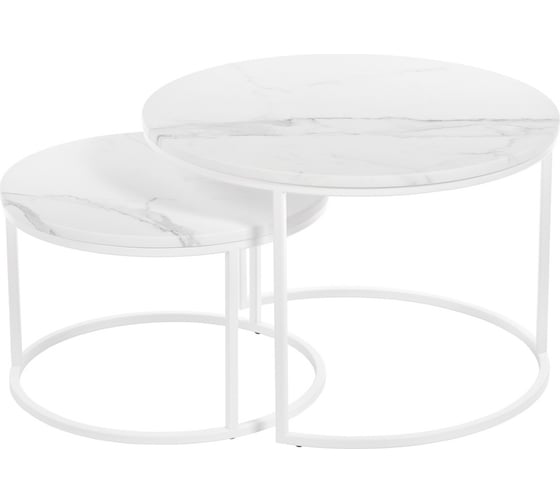 Изображение товара Набор кофейных столиков BRADEX tango белый мрамор, с белыми ножками, 2 шт. RF 0351