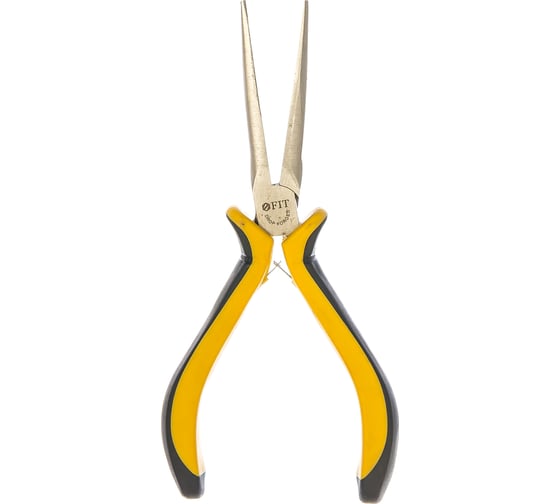 Изображение товара Тонконосы мини удлиненные, никелированное покрытие, черно-желтые мягкие ручки, 150 мм FIT HQ Профи 51636