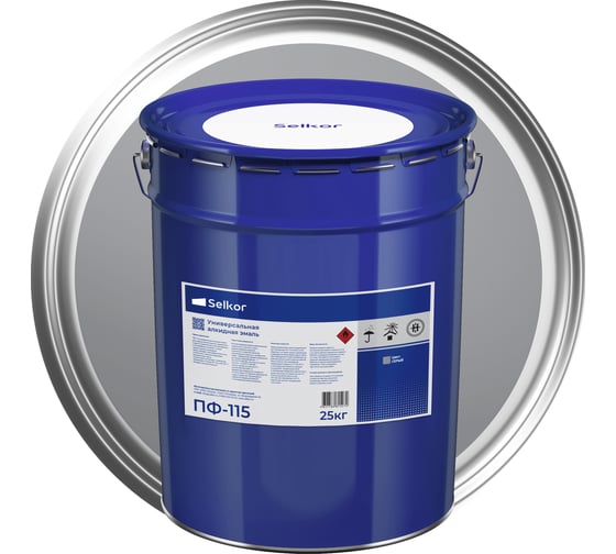 Изображение товара Эмаль Selkor ПФ-115 серая 25 кг 81012