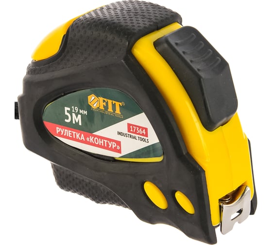 Изображение товара Рулетка-контур с автостопором и прорезиненным корпусом, 5 мx19 мм FIT IT 17364