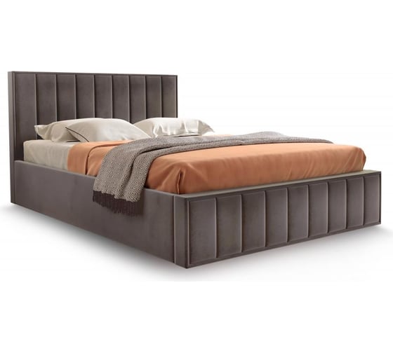 Изображение товара Кровать Мебельград Вена 1800 стандарт мора тёмно-коричневая, с ортопедическим основанием, на опорах 71064