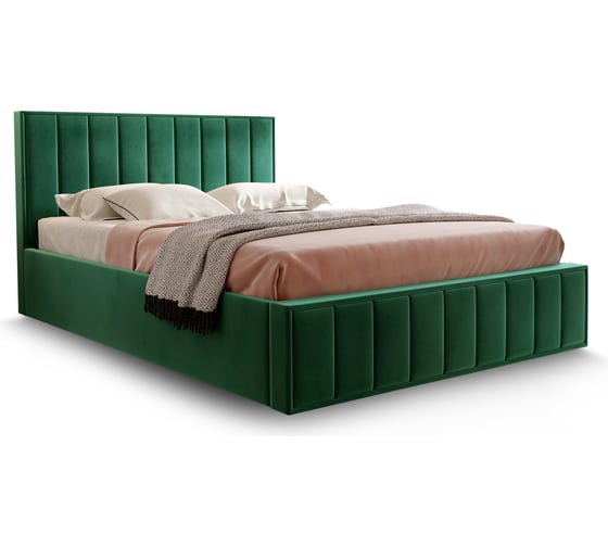 Изображение товара Кровать Мебельград Женева 1800 стандарт мора зеленый вариант 1 (с ортопедическим основанием на опорах) 63618 71062