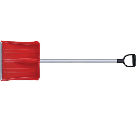 Изображение товара Пластиковая лопата для уборки снега с алюминиевым черенком КУРС 380х365х1340 мм 68116