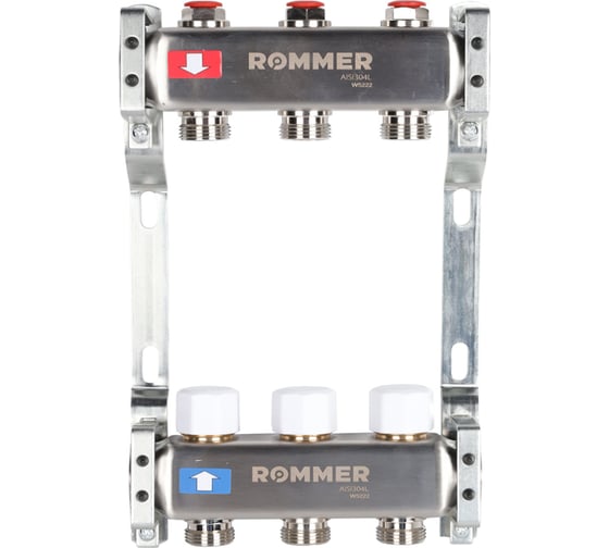 Изображение товара Коллектор из нержавеющей стали ROMMER без расходомеров, 3 выхода Rms-3200-000003 RG0091LAMPB7V0