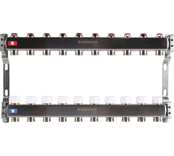 Изображение товара Коллектор из нержавеющей стали ROMMER без расходомеров, 10 выходов Rms-3200-000010 RG0091LAMPEB7C