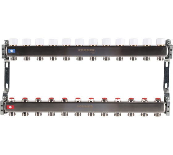 Изображение товара Коллектор из нержавеющей стали ROMMER без расходомеров, 12 выходов Rms-3200-000012 RG0091LAMPERVF