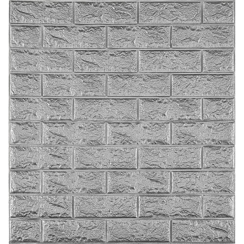 Изображение товара Самоклеящаяся мягкая 3D панель LAKO МЕГА комплект 10 шт., Кирпич Серебристо-серый, 70x77 см LKD-01-04-14-MEGA10