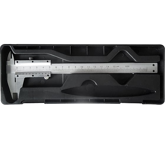 Изображение товара Металлический нержавеющий штангенциркуль в пластиковом кейсе 150 мм/0.02 мм FIT IT 19844