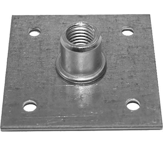 Изображение товара Опорная облегченная пластина Tech-Krep 60х60х2,0 мм с гайкой М12 оцинкованная - накл. 134464