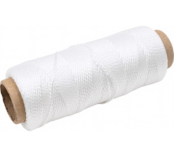 Изображение товара Крученая двухпрядная нить Tech-Krep ПП, белая, 100 м, 1,3 мм 139904