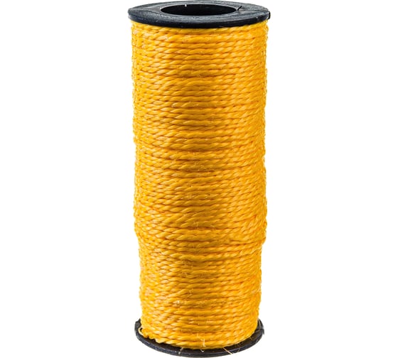 Изображение товара Крученая двухпрядная нить Tech-Krep ПП, желтая, 1.3 мм, 50 м 139902