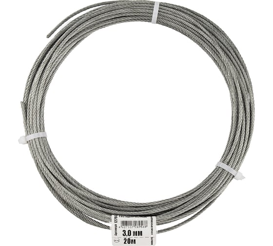 Изображение товара Трос стальной для растяжки DIN 3055 3,0 мм упак. 20м- накл. Zitar 127933