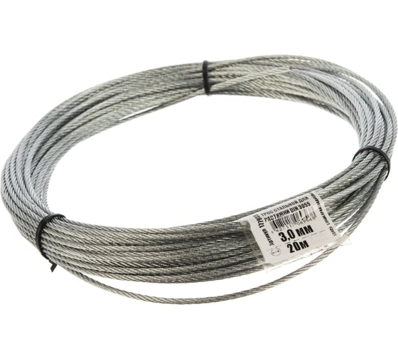 Изображение товара Стальной трос для растяжки DIN 3055, 3 мм, 20 м Tech-Krep 127933