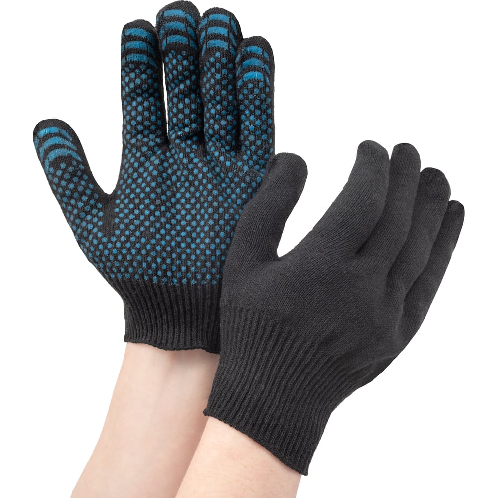 Изображение товара Трикотажные перчатки Gigant с ПВХ-покрытием точка, 10 класс, размер 10, черные GGC-11