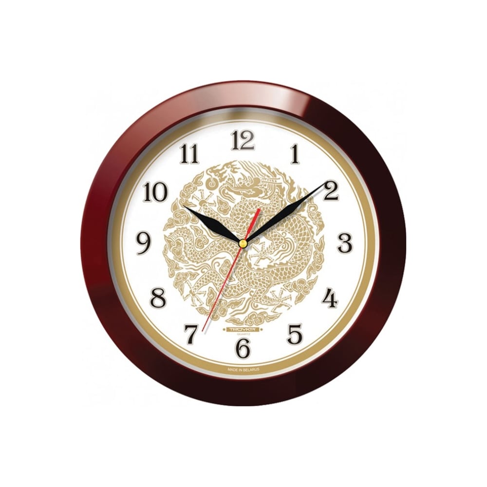 Изображение товара Настенные часы TROYKATIME Тройка 11131190 с кварцевым механизмом дизайн бордовый