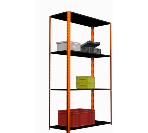 Изображение товара Стеллаж ООО Металекс Metalex AIR 2000x1600x400 мм, 4 полки, оранжево-чёрный SMAOIV201640
