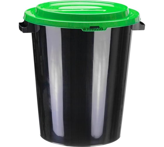 Изображение товара Бак для отходов ООО Комус М 2392 40 л, пластик, черный с зеленой крышкой 1507482