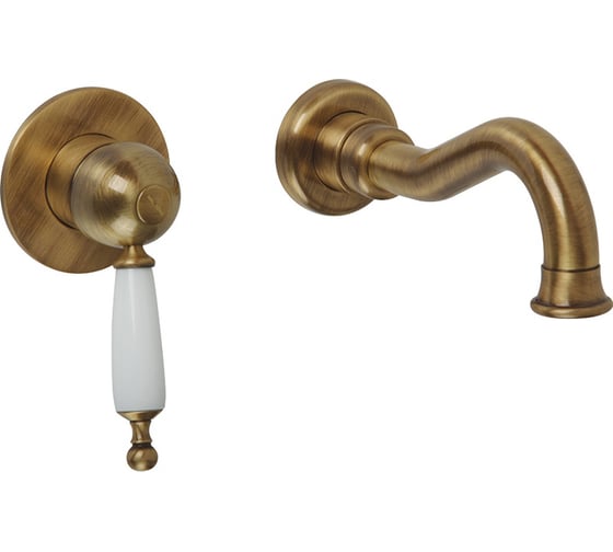 Изображение товара Смеситель для раковины Migliore OXFORD скрытого монтажа, настенный, на 2 отверстия, ручка белая, бронза 19092